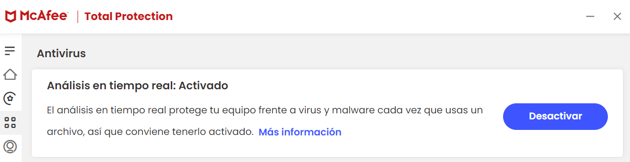 Análisis en tiempo real de McAfee