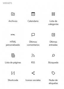 Bloques Widgets Gutenberg WordPress