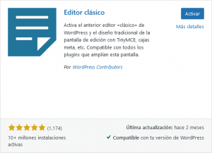 plugin editor clásico WordPress