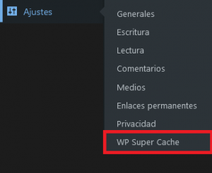 Ajustes WP Super Cache plugin