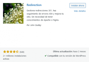 Redirection plugin WordPress