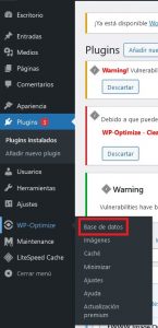 ajustes WP-Optimize plugin WordPress