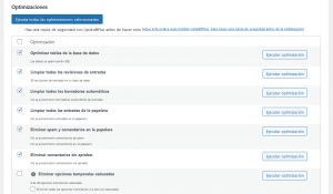 optimización BD WP-Optimize