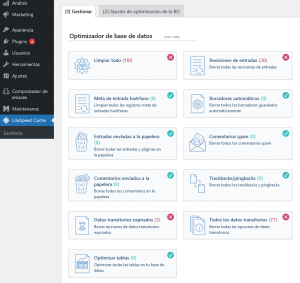 optimización de base de datos LiteSpeed Cache