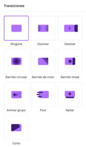 transicciones editor de vídeo Canva