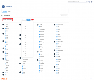 versión actual PHP cPanel