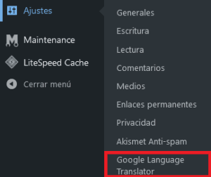 Ajustes Google Language Translator