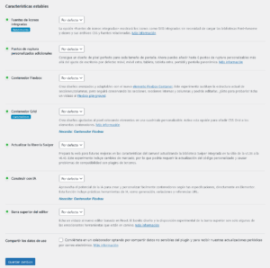 Ajustes características estables plugin Elementor