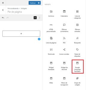 Añadir widget Google Language Translator