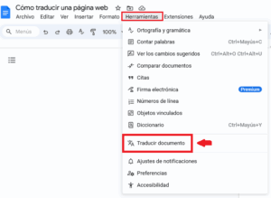 Microsoft Word traducir una página web