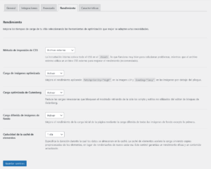 ajustes rendimiento plugin elementor wordpress