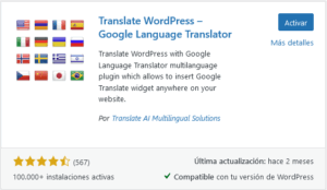 plugin Google Language Translator