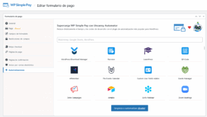 Automatizaciones plugin WP Simple Pay