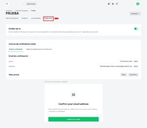 Configuración de double opt-in Mailerlite