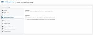 Restricciones de compra plugin WP Simple Pay