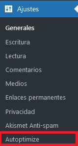 Ajustes generales plugin Autoptimize