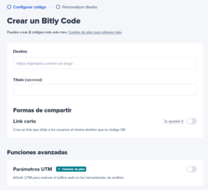 Crear código QR con Bitly