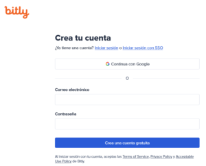 Crear cuenta en Bitly