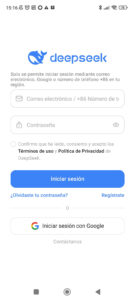 iniciar sesion de DeepSeek desde el movil